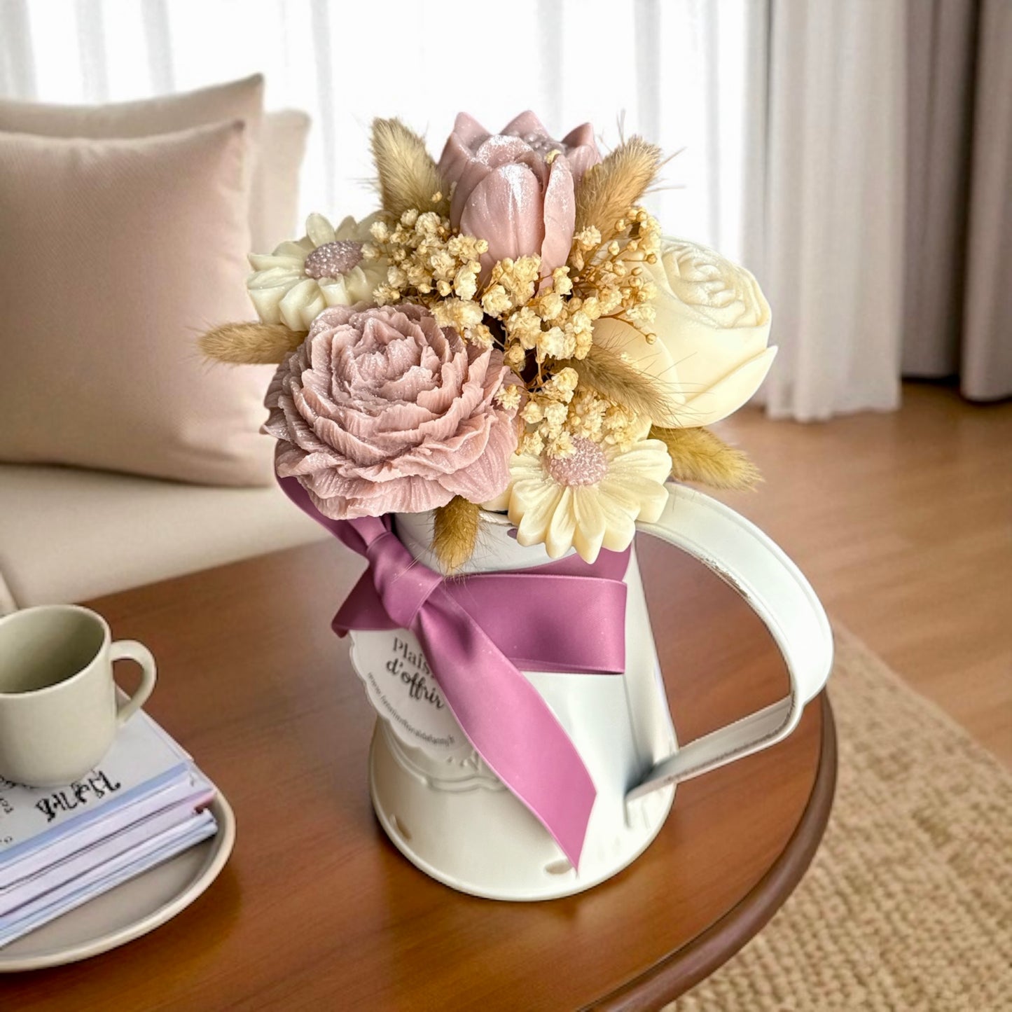 Charme Rustique en Fleurs violet et blanc