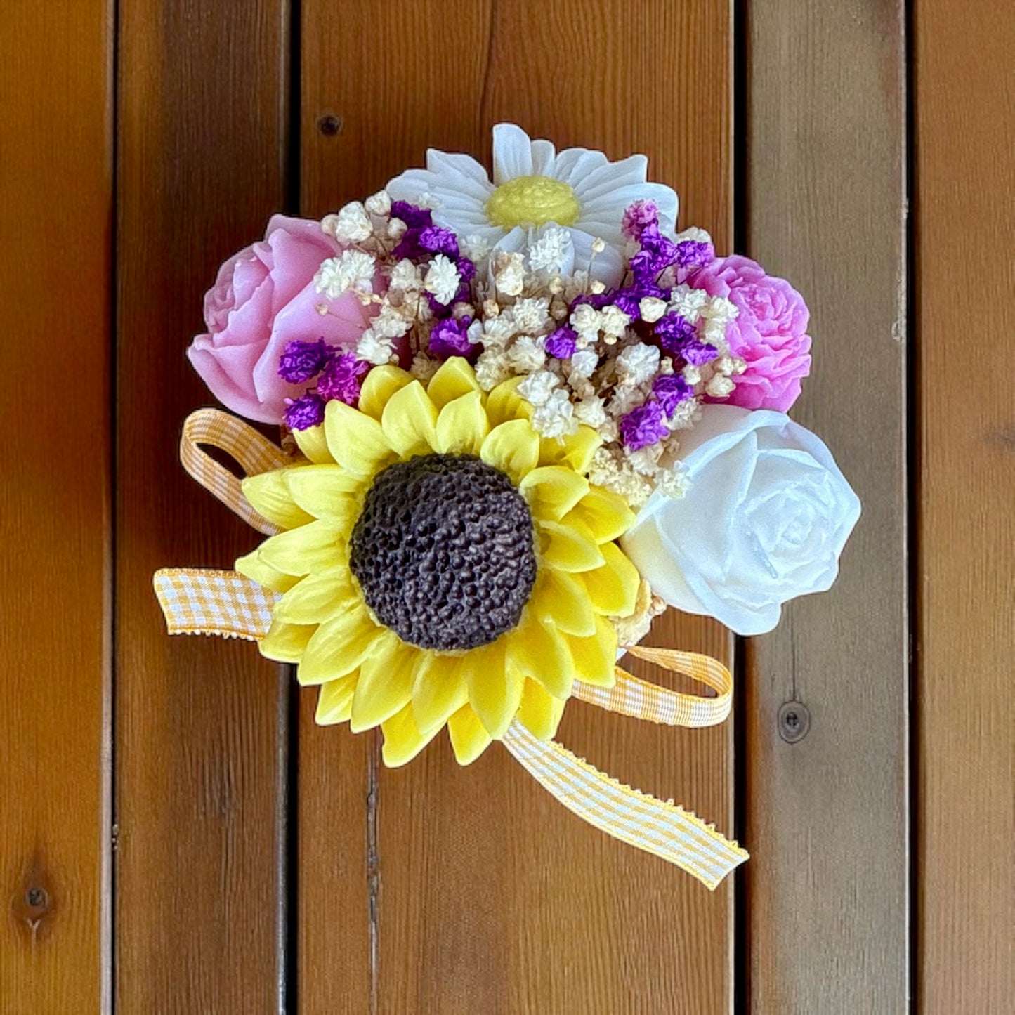 Mini Bouquet “Tournesol et Marguerite”/ Taille du bouquet : environ 12-13 cm