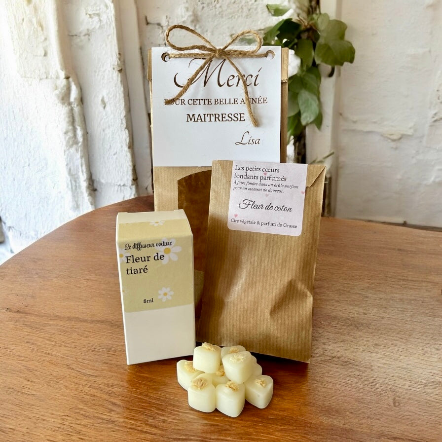 Coffret "Cocon Parfumé" – 1 Diffuseur voiture & 10 petits cœurs fondants