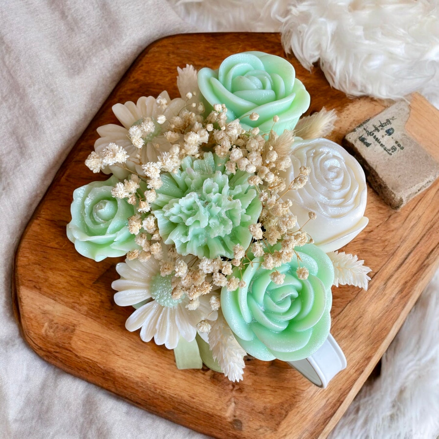 Charme Rustique en Fleurs vert pastel