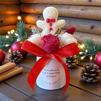 Mini Bouquet de Noël – Biscuit & Tendresse 🍪✨ Rouge et blanc