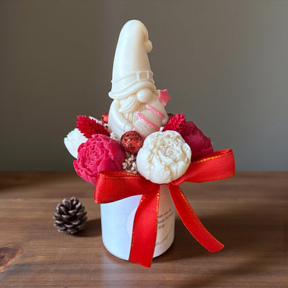Mini Bouquet Lutin Blanc & Rouge – Magie et Douceur de Noël 🎄✨