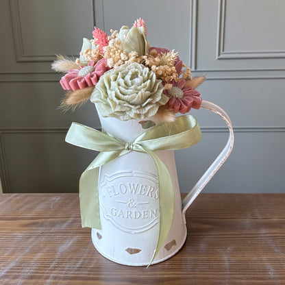 Charme Rustique en Fleurs rose et vert