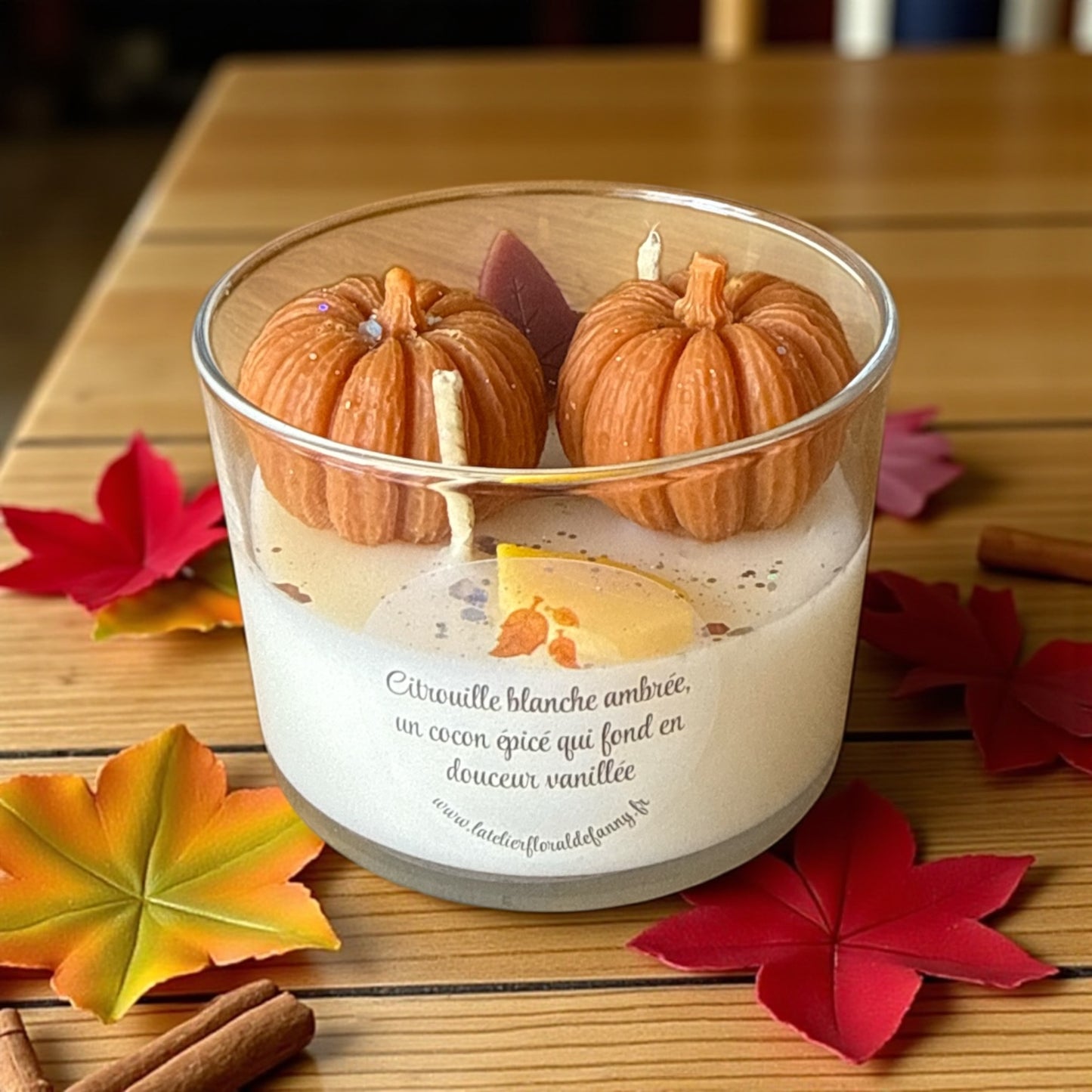 Bougie Cocon d’Automne – parfum Citrouille Blanche Ambrée