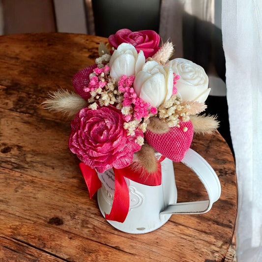 Charme Rustique en Fleurs rouge et blanc