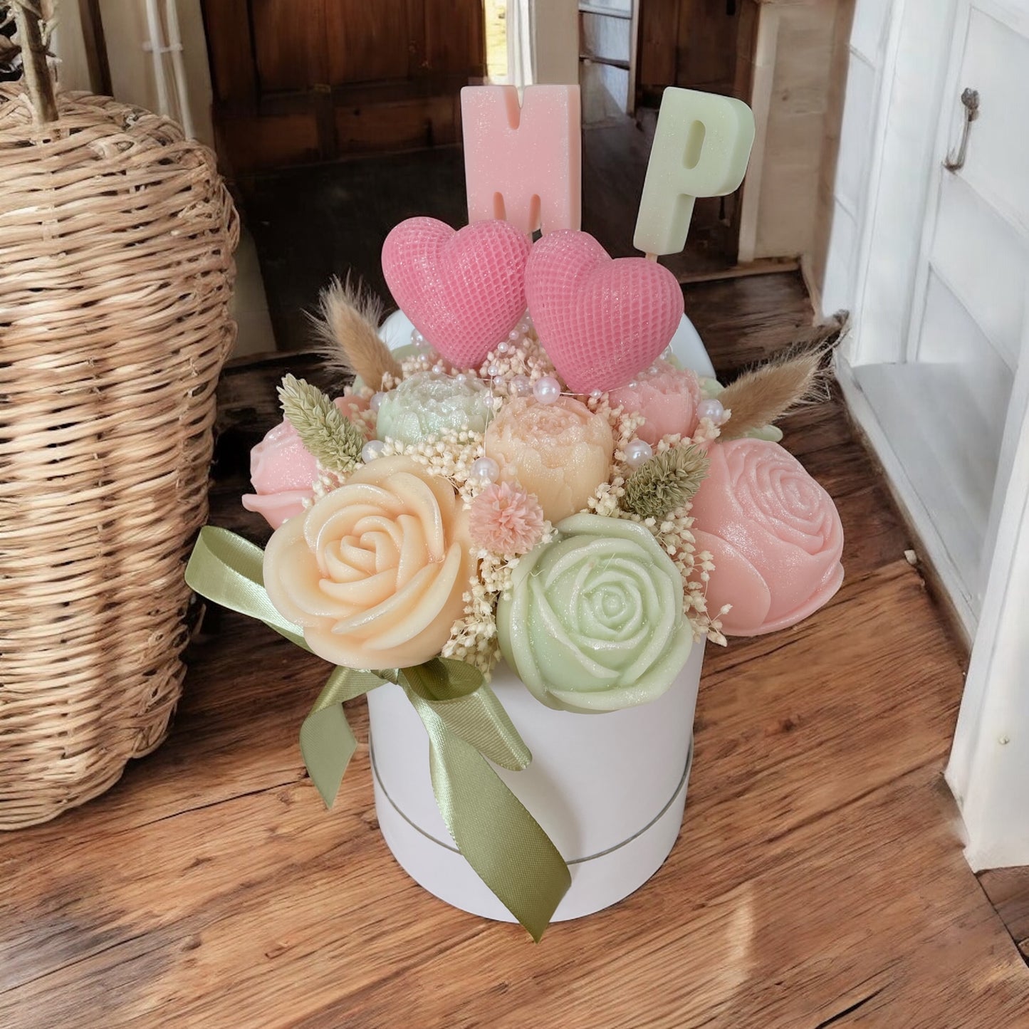 💍 Bouquet Bohème Champêtre – Initiales des Mariés