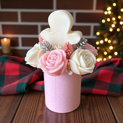 Mini Bouquet de Noël – Biscuit & Tendresse 🍪✨ Rose et blanc