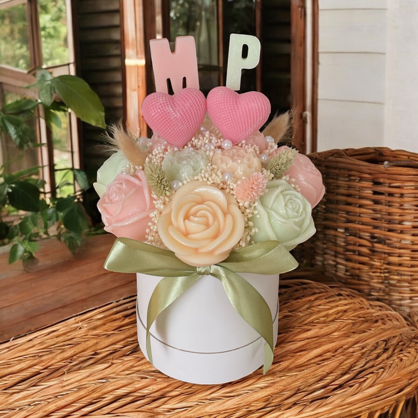 💍 Bouquet Bohème Champêtre – Initiales des Mariés