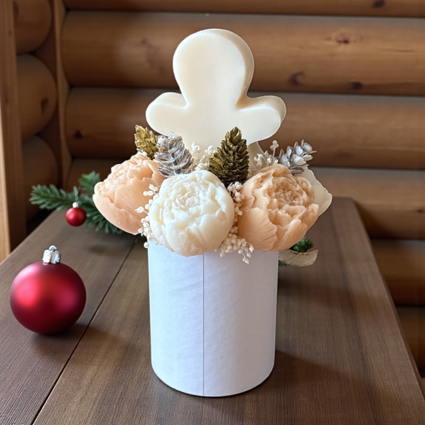 Mini Bouquet de Noël – Biscuit & Tendresse 🍪✨ Doré et blanc