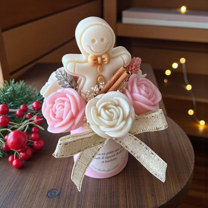 Mini Bouquet de Noël – Biscuit & Tendresse 🍪✨ Rose et blanc