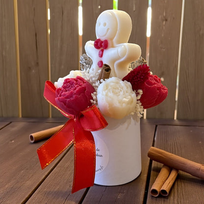 Mini Bouquet de Noël – Biscuit & Tendresse 🍪✨ Rouge et blanc