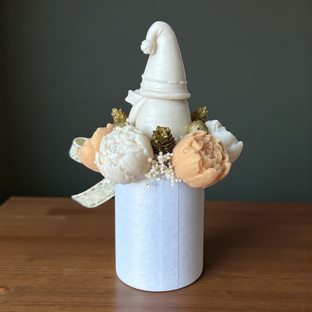 Mini Bouquet Lutin Blanc & Doré – Magie et Douceur de Noël 🎄✨