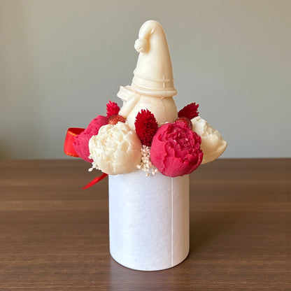 Mini Bouquet Lutin Blanc & Rouge – Magie et Douceur de Noël 🎄✨