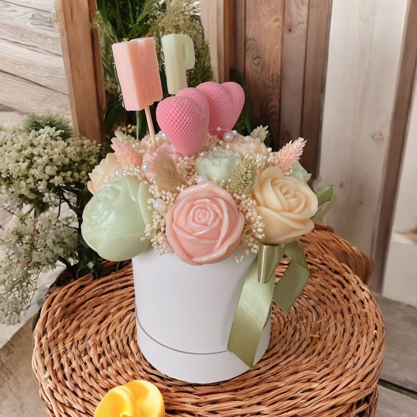 💍 Bouquet Bohème Champêtre – Initiales des Mariés