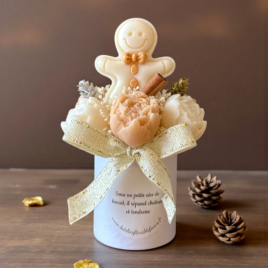 Mini Bouquet de Noël – Biscuit & Tendresse 🍪✨ Doré et blanc