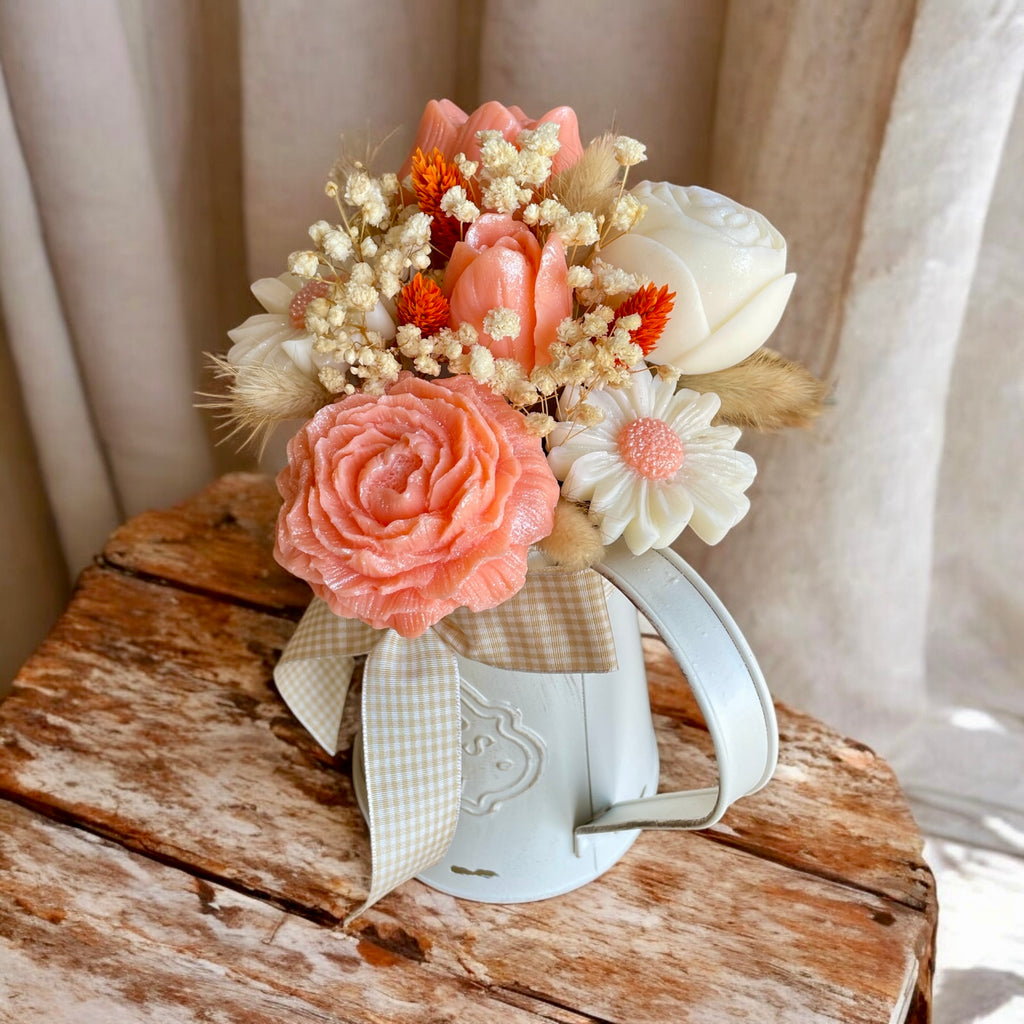 Charme Rustique en Fleurs orange et blanc