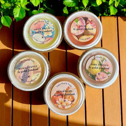 Coffret Découverte – 5 Galets Fondants Parfumés (30g) – Collection « Soleil Sucré »