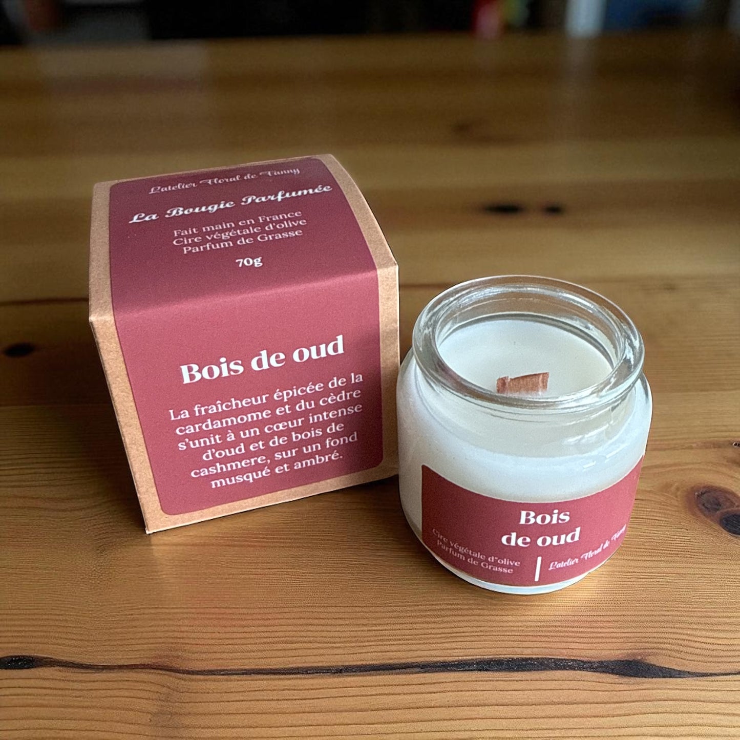 Bougie parfumée senteur Bois de oud