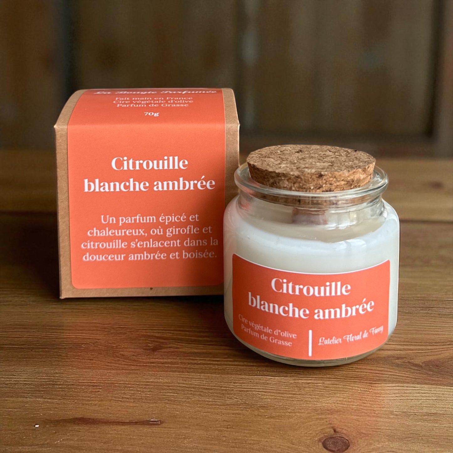 Bougie parfumée senteur Citrouille blanche ambrée