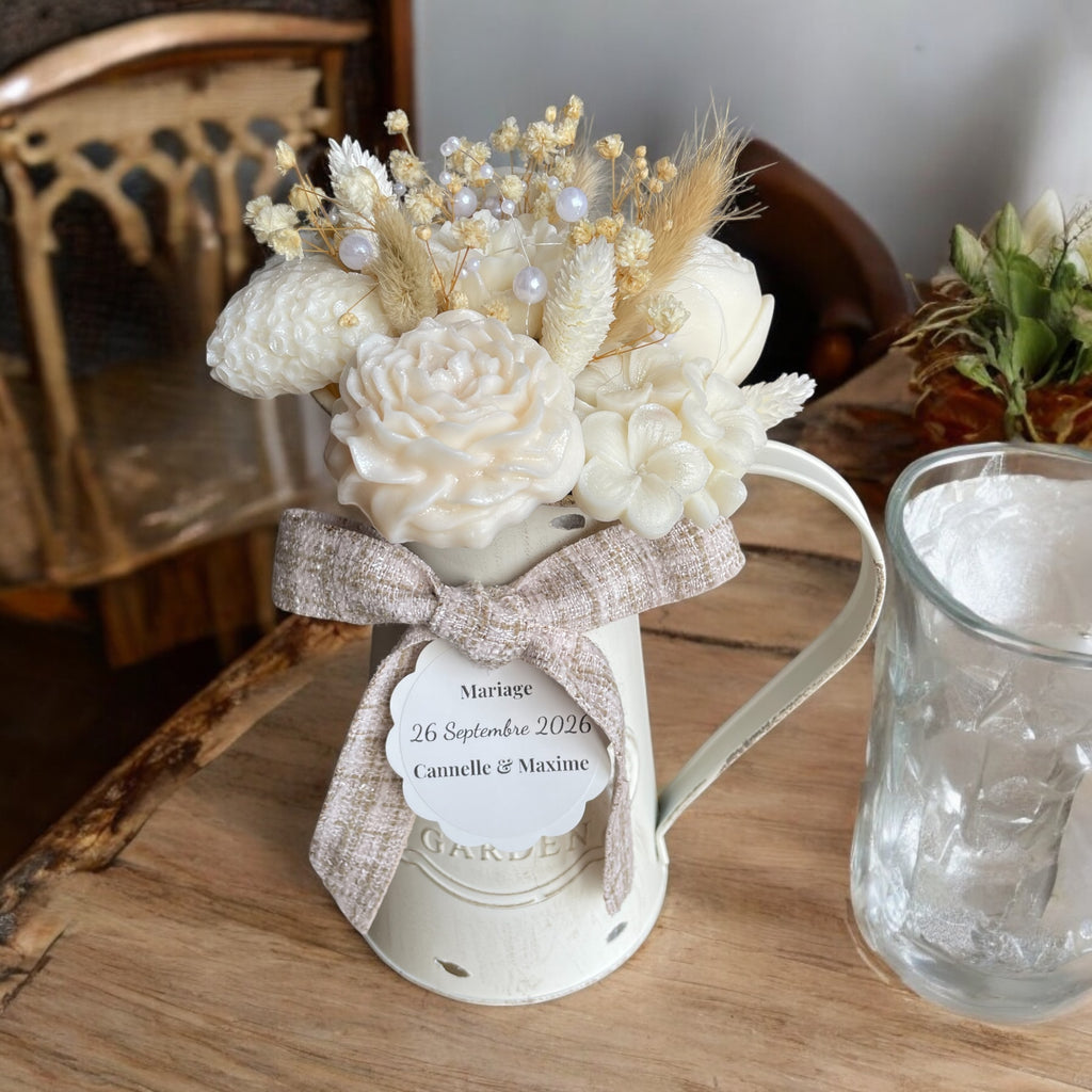 Fleurs de Cire & Perles – Douceur Intemporelle pour Mariage